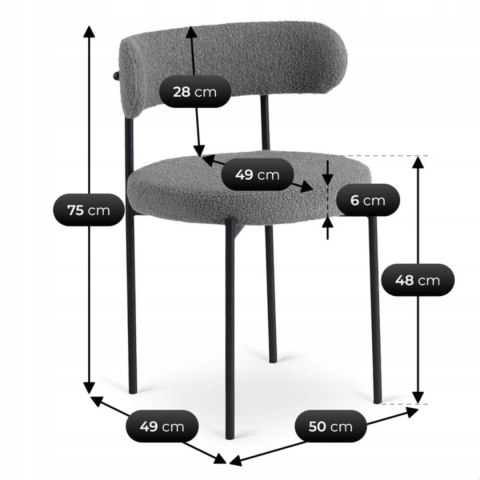 Krzesło TULSA Szare Boucle