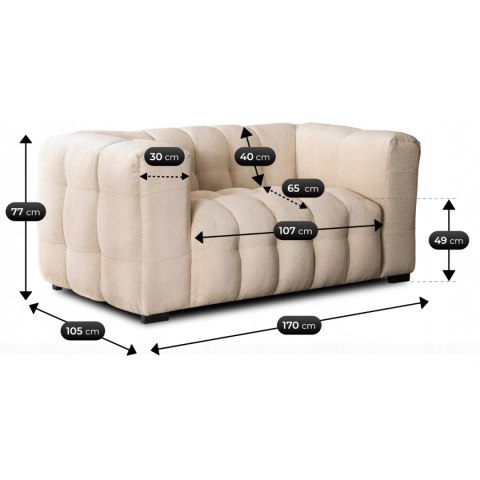 Sofa MODERNO 2S Dwuosobowa Kremowa