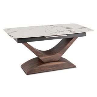 Stół ALICANTE Ceramiczny Rozkładany 160-200 cm Biały Marmur/Orzech