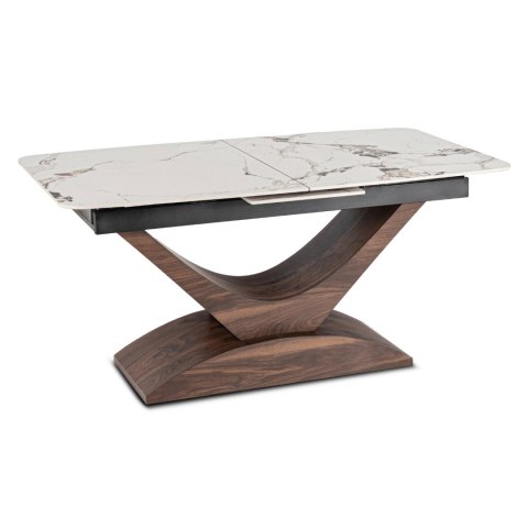 Stół ALICANTE Ceramiczny Rozkładany 160-200 cm Biały Marmur/Orzech