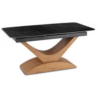 Stół ALICANTE Ceramiczny Rozkładany 160-200 cm Czarny Marmur/Dąb