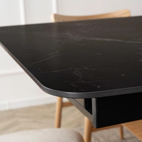 Stół ALICANTE Ceramiczny Rozkładany 160-200 cm Czarny Marmur/Dąb