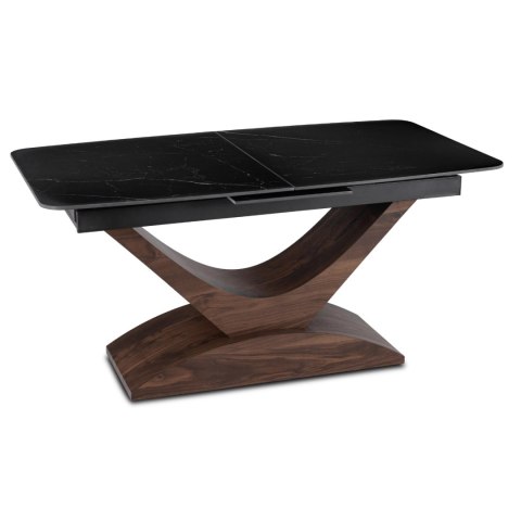 Stół ALICANTE Ceramiczny Rozkładany 160-200 cm Czarny Marmur/Orzech