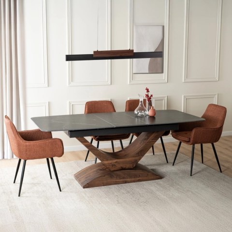 Stół ALICANTE Ceramiczny Rozkładany 160-200 cm Czarny Marmur/Orzech