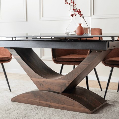 Stół ALICANTE Ceramiczny Rozkładany 160-200 cm Czarny Marmur/Orzech