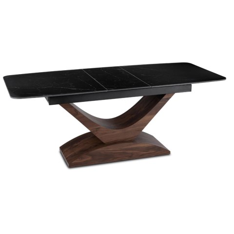 Stół ALICANTE Ceramiczny Rozkładany 160-200 cm Czarny Marmur/Orzech