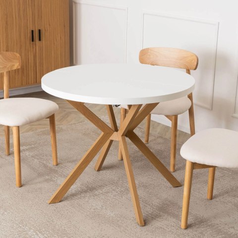 Stół DORIAN Rozkładany 80-160 cm Biały/Dąb Złoty