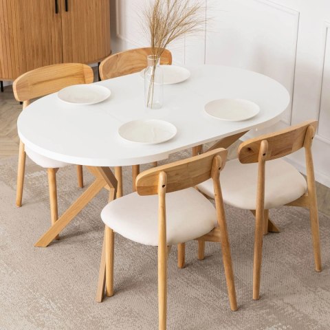 Stół DORIAN Rozkładany 80-160 cm Biały/Dąb Złoty