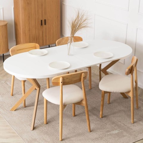 Stół DORIAN Rozkładany 80-160 cm Biały/Dąb Złoty