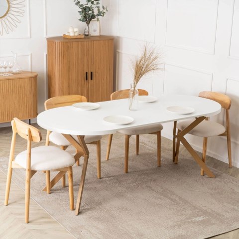 Stół DORIAN Rozkładany 80-160 cm Biały/Dąb Złoty