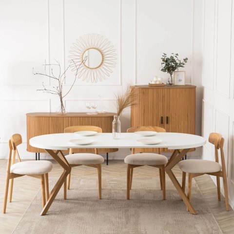 Stół DORIAN Rozkładany 80-160 cm Biały/Dąb Złoty