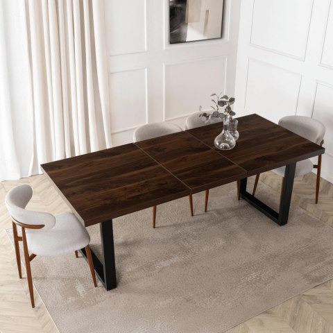 Stół EDWIN Rozkładany 160-260 cm Orzech/Czarny