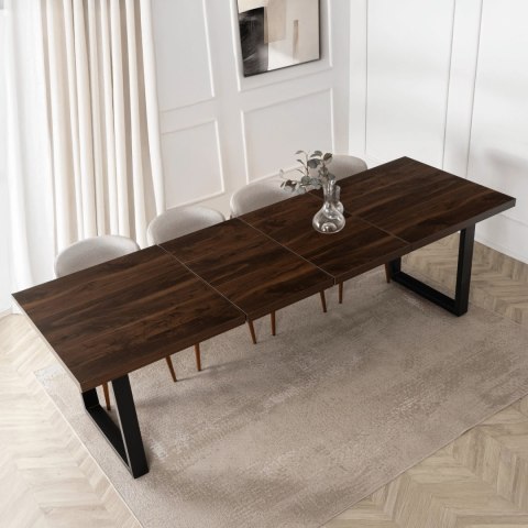 Stół EDWIN Rozkładany 160-260 cm Orzech/Czarny