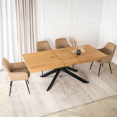 Stół HAMPTON Rozkładany 160-240 cm Dąb Złoty/Czarny