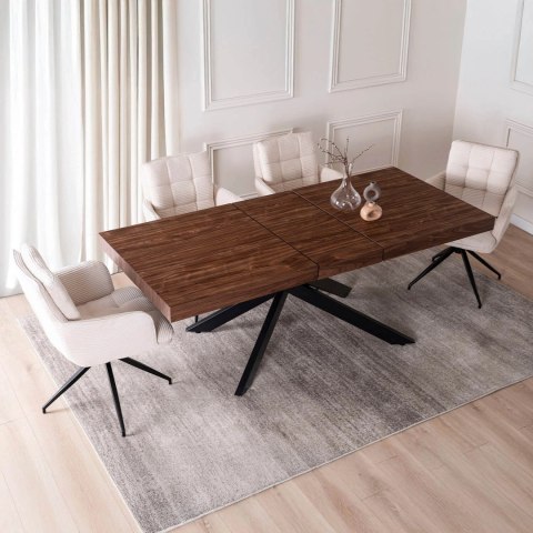 Stół HAMPTON Rozkładany 160-240 cm Orzech/Czarny