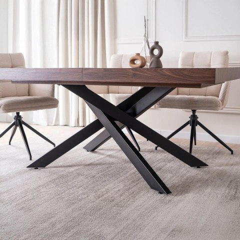 Stół HAMPTON Rozkładany 160-240 cm Orzech/Czarny