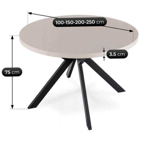 Stół LUKAS Rozkładany 100-250 cm Kaszmir/Czarny