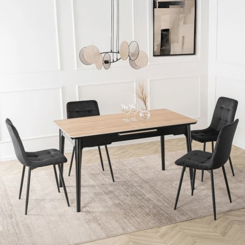 Stół SAMER Rozkładany Ceramiczny 120-160 cm Dąb/Czarny