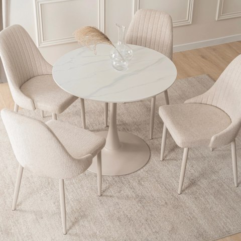 Stół SANDER 89 cm Ceramiczny Biały/Kaszmir