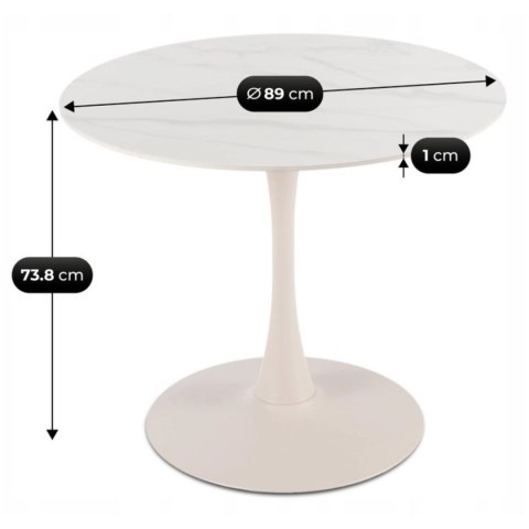 Stół SANDER 89 cm Ceramiczny Biały/Kaszmir