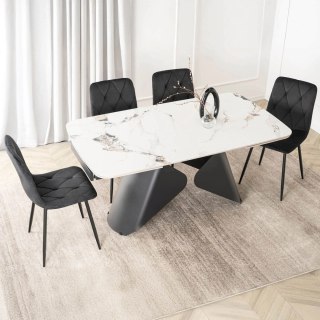 Stół VERONA Ceramiczny Rozkładany 160-240 cm Biały Marmur/Czarny