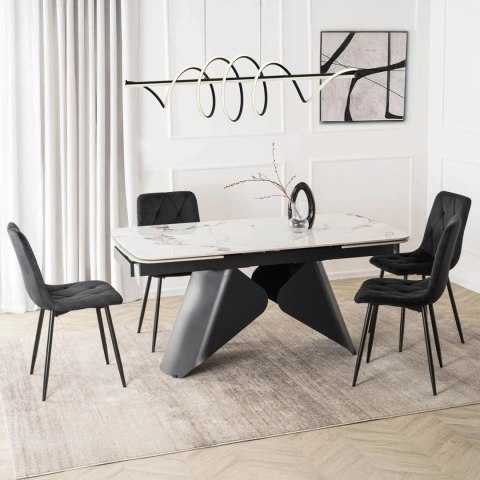 Stół VERONA Ceramiczny Rozkładany 160-240 cm Biały Marmur/Czarny