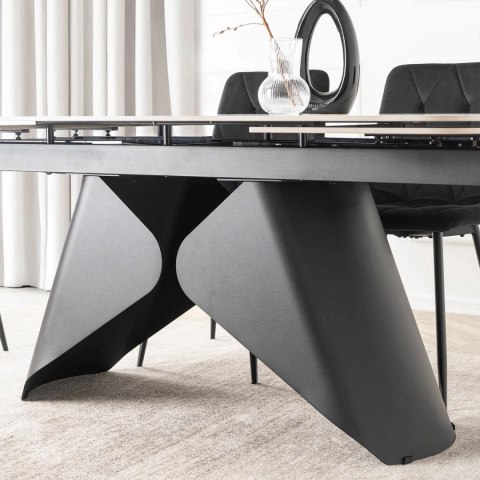 Stół VERONA Ceramiczny Rozkładany 160-240 cm Biały Marmur/Czarny