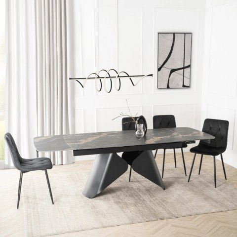 Stół VERONA Ceramiczny Rozkładany 160-240 cm Czarny Marmur/Czarny