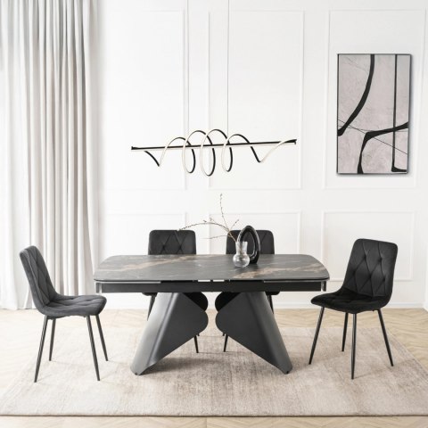 Stół VERONA Ceramiczny Rozkładany 160-240 cm Czarny Marmur/Czarny