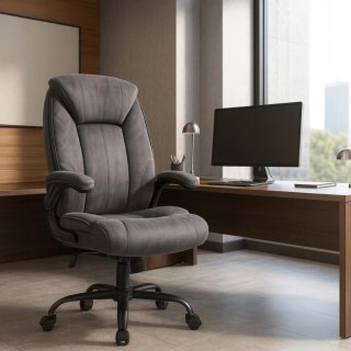 Fotel Obrotowy COMFORT Szary Welurowy