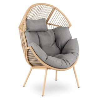 Fotel Ogrodowy CEZARE Wypoczynkowy Kokon Szary Nowoczesny Boho