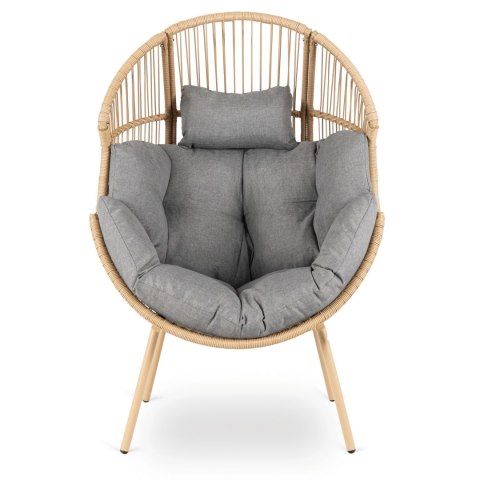 Fotel Ogrodowy CEZARE Wypoczynkowy Kokon Szary Nowoczesny Boho