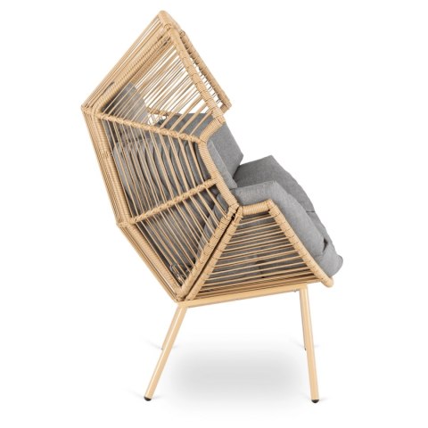 Fotel Ogrodowy CEZARE Wypoczynkowy Kokon Szary Nowoczesny Boho