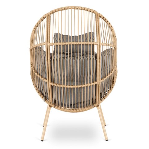 Fotel Ogrodowy CEZARE Wypoczynkowy Kokon Szary Nowoczesny Boho