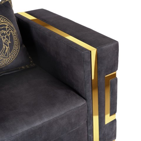 Fotel Wypoczynkowy PALLAZO 1S Czarny/Złoty Welurowy Nowoczesny Glamour
