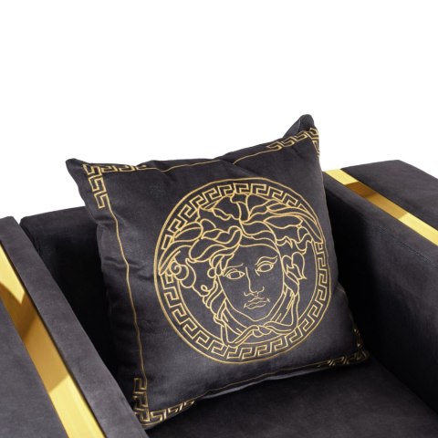 Fotel Wypoczynkowy PALLAZO 1S Czarny/Złoty Welurowy Nowoczesny Glamour