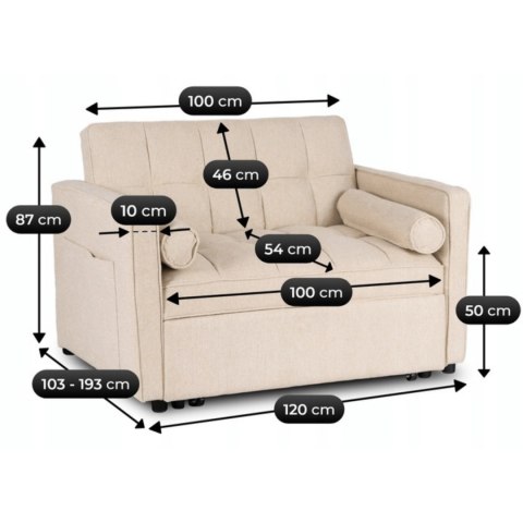 Fotel Rozkładany CORRA do Spania Beżowy