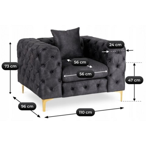 Fotel SORRENTO 1S Czarny Welurowy