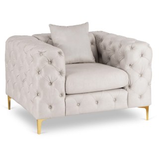 Fotel Wypoczynkowy SORRENTO 1S Kremowy Welurowy Nowoczesny Glamour