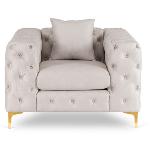 Fotel Wypoczynkowy SORRENTO 1S Kremowy Welurowy Nowoczesny Glamour