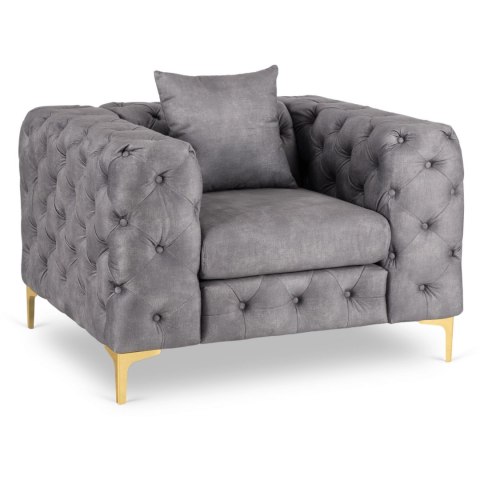 Fotel Wypoczynkowy SORRENTO 1S Szary Welurowy Nowoczesny Glamour