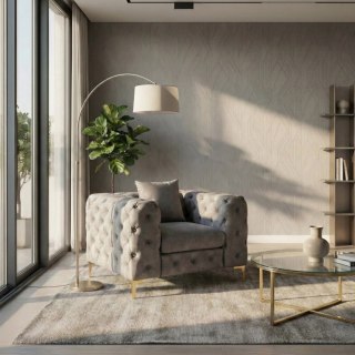 Fotel Wypoczynkowy SORRENTO 1S Szary Welurowy Nowoczesny Glamour