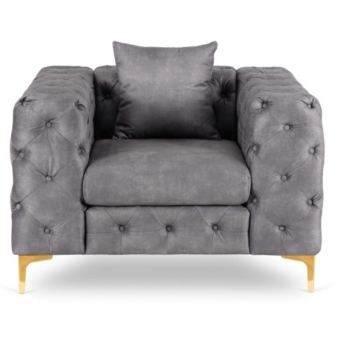 Fotel Wypoczynkowy SORRENTO 1S Szary Welurowy Nowoczesny Glamour