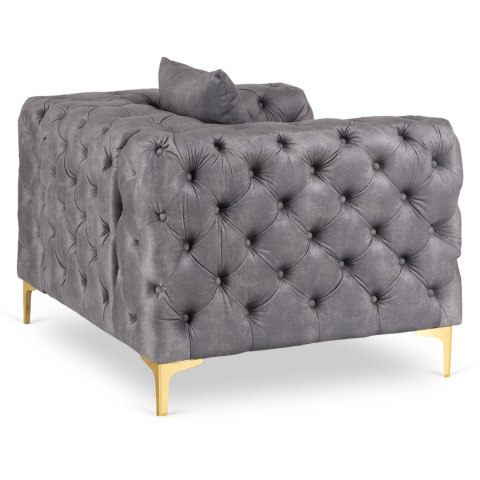 Fotel Wypoczynkowy SORRENTO 1S Szary Welurowy Nowoczesny Glamour