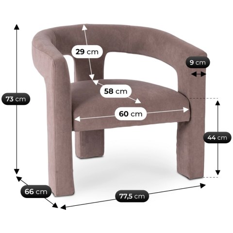 Fotel Wypoczynkowy do Salonu LILLE Beżowy Welurowy Nowoczesny