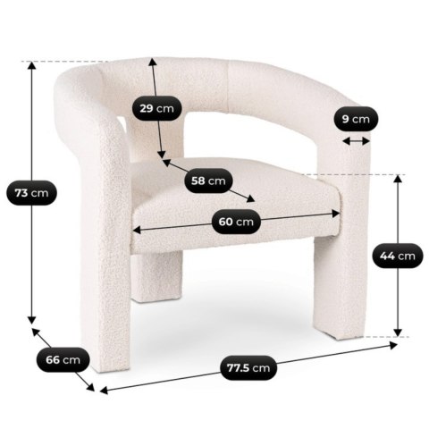 Fotel Wypoczynkowy do Salonu LILLE Kremowy Boucle Nowoczesny