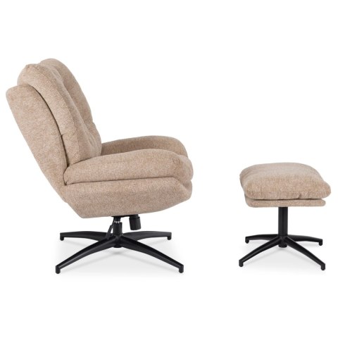 Fotel Wypoczynkowy Obrotowy FREMONT z Podnóżkiem Beżowy Nowoczesny