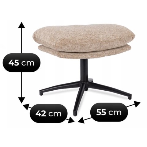 Fotel Wypoczynkowy Obrotowy FREMONT z Podnóżkiem Beżowy Nowoczesny