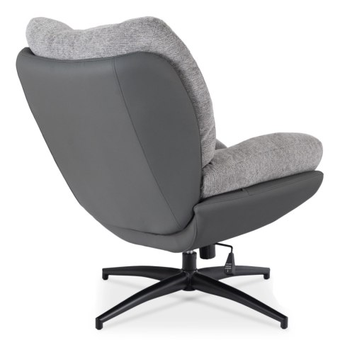 Fotel Wypoczynkowy Obrotowy FREMONT z Podnóżkiem Szary/Czarny