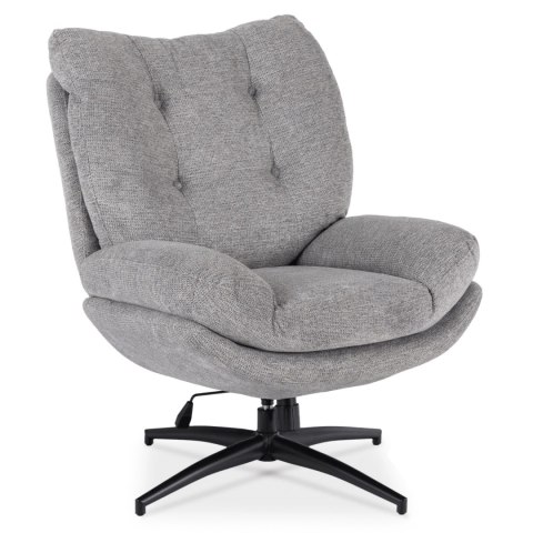 Fotel Wypoczynkowy Obrotowy FREMONT z Podnóżkiem Szary/Czarny Nowoczesny